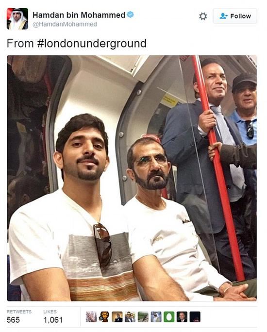 身家875亿 迪拜酋长与王储伦敦搭地铁
